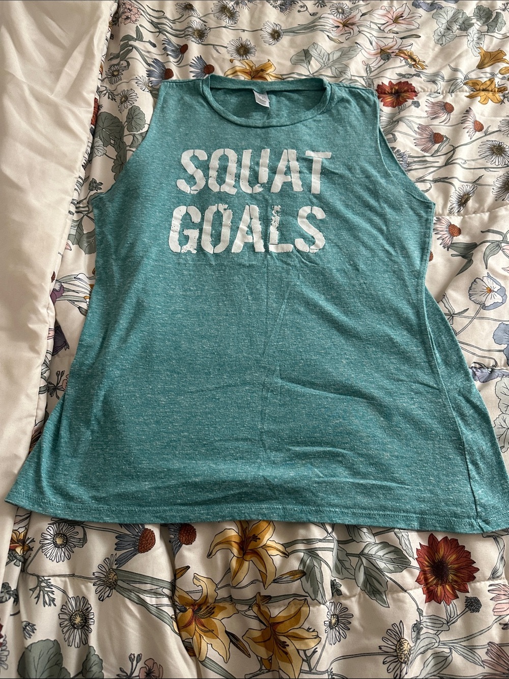 Women’s Teal Sleeveless Athletic Top - 'SQUAT GOALS'